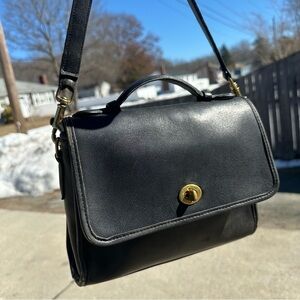 Vintage Coach Court 90s Satchel Crossbody Black Leather